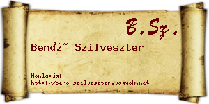 Benő Szilveszter névjegykártya